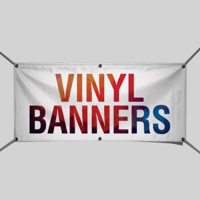 Image of a vinyl banner with grommets and ropes.